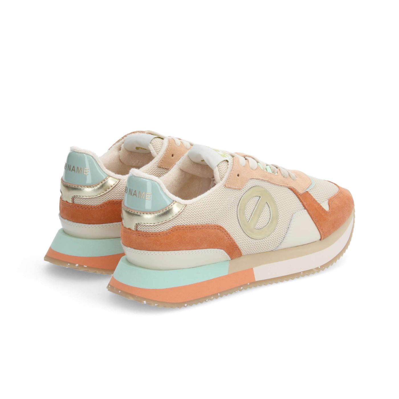 MIA NEW JOGGER W - KNIT/SUEDE/PAT. - BIANCO SPORCO/ARANCIONE